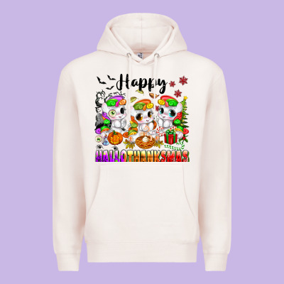 Happy Hallothanksmas Unicorns Premium Hoodie Designed By Texasbilliewilder