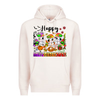 Pale Pink happy hallothanksmas unicorns Premium Hoodie - texasbilliewilder