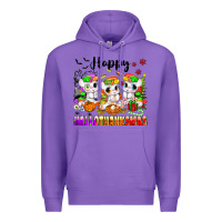Purple happy hallothanksmas unicorns Premium Hoodie - texasbilliewilder