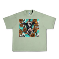 Oil Green western black and white cow Urban Heavy Tee - BarkalooDesign