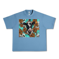Pebble Blue western black and white cow Urban Heavy Tee - BarkalooDesign