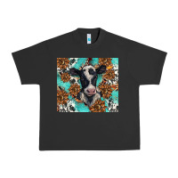 Pigment Black western black and white cow Urban Heavy Tee - BarkalooDesign