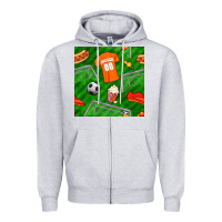 Heather Grey soccer ball uniform and shoes seamless pattern Zipper Hoodie - BundleAndBundleShop