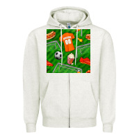 Oatmeal Heather soccer ball uniform and shoes seamless pattern Zipper Hoodie - BundleAndBundleShop