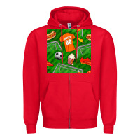 Red soccer ball uniform and shoes seamless pattern Zipper Hoodie - BundleAndBundleShop