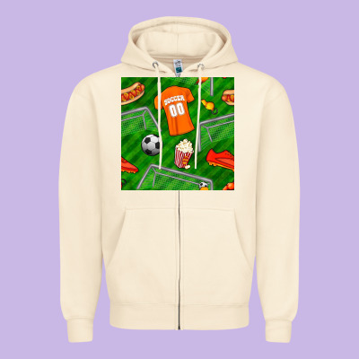 Soccer Ball Uniform And Shoes Seamless Pattern Zipper Hoodie Designed By Bundleandbundleshop