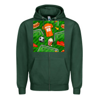 Sports Green soccer ball uniform and shoes seamless pattern Zipper Hoodie - BundleAndBundleShop