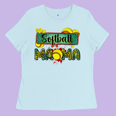 Softball Mama With Leopard Ladies Tee Designed By Zillion Design Studio