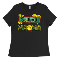 Black softball mama with leopard Ladies Tee - Zillion Design Studio