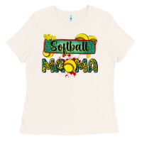 Bone softball mama with leopard Ladies Tee - Zillion Design Studio