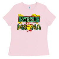 Bubblegum Pink softball mama with leopard Ladies Tee - Zillion Design Studio
