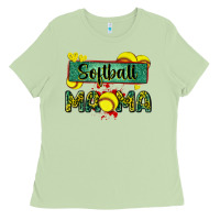 Matcha softball mama with leopard Ladies Tee - Zillion Design Studio