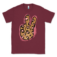 Burgundy Gold Glitter Pink Leopard Peace Sign Classic Tee - Jasminsmagicworld