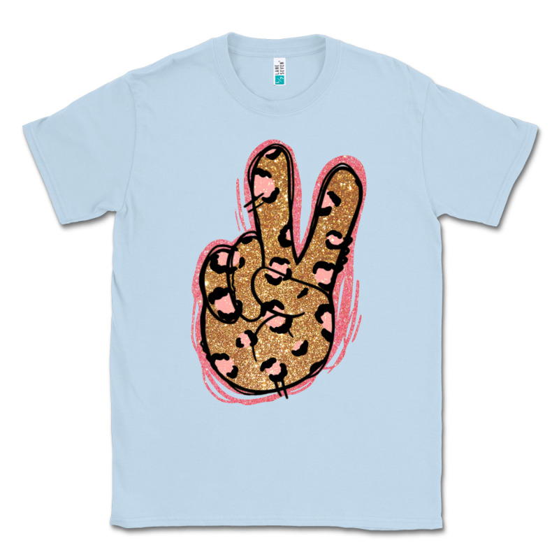 Gold Glitter Pink Leopard Peace Sign Classic Tee by Jasminsmagicworld | Teevron