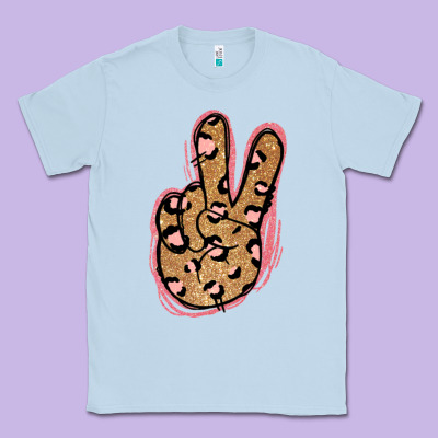 Gold Glitter Pink Leopard Peace Sign Classic Tee Designed By Jasminsmagicworld