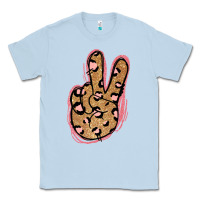 Dusty Blue Gold Glitter Pink Leopard Peace Sign Classic Tee - Jasminsmagicworld