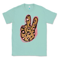 Seafoam Gold Glitter Pink Leopard Peace Sign Classic Tee - Jasminsmagicworld