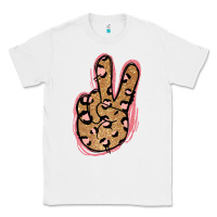 White Gold Glitter Pink Leopard Peace Sign Classic Tee - Jasminsmagicworld