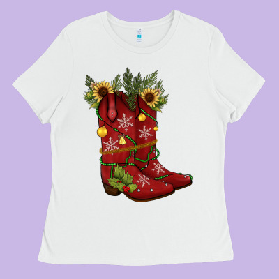Christmas Boots Ladies Tee Designed By Jahusdesignshop