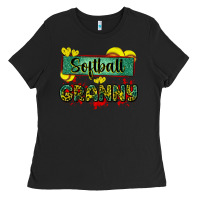 Black softball granny with leopard Ladies Tee - Zillion Design Studio