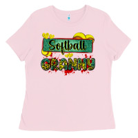 Bubblegum Pink softball granny with leopard Ladies Tee - Zillion Design Studio