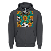 Smoke soccer balls and sunflowers with leopard and gemstone seamless pattern Zipper Hoodie - BundleAndBundleShop