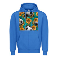 True Royal soccer balls and sunflowers with leopard and gemstone seamless pattern Zipper Hoodie - BundleAndBundleShop