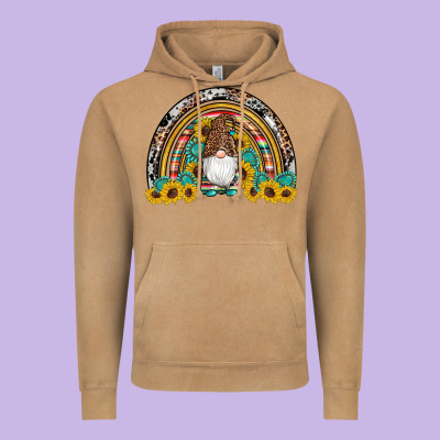 Western Gnome Gemstones Sunflowers Rainbow Vintage Hoodie Designed By Artiststas