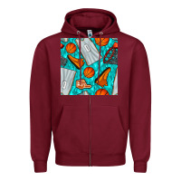 Burgundy basketball uniform and hoop seamless pattern Zipper Hoodie - BundleAndBundleShop