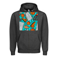 Charcoal Heather basketball uniform and hoop seamless pattern Zipper Hoodie - BundleAndBundleShop