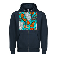 Navy basketball uniform and hoop seamless pattern Zipper Hoodie - BundleAndBundleShop