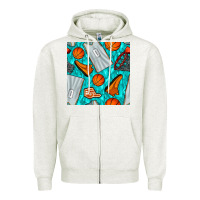 Oatmeal Heather basketball uniform and hoop seamless pattern Zipper Hoodie - BundleAndBundleShop