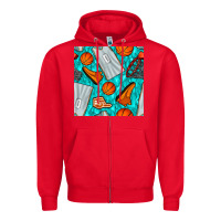 Red basketball uniform and hoop seamless pattern Zipper Hoodie - BundleAndBundleShop
