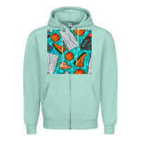 Seafoam basketball uniform and hoop seamless pattern Zipper Hoodie - BundleAndBundleShop