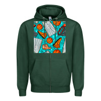 Sports Green basketball uniform and hoop seamless pattern Zipper Hoodie - BundleAndBundleShop