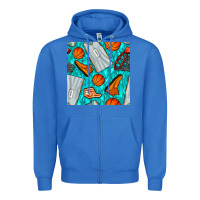 Basketball Uniform And Hoop Seamless Pattern Zipper Hoodie | Teevron
