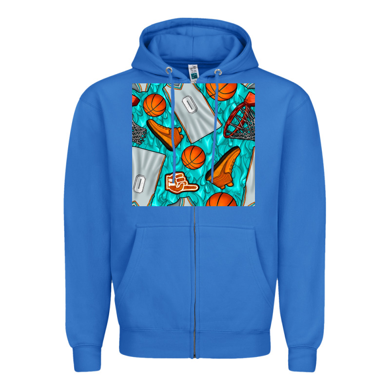 Basketball Uniform And Hoop Seamless Pattern Zipper Hoodie by BundleAndBundleShop | Teevron