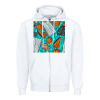 White basketball uniform and hoop seamless pattern Zipper Hoodie - BundleAndBundleShop