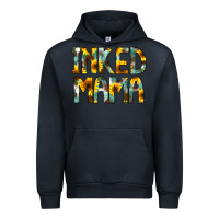 Navy Inked Mama Flowers Urban Hoodie - CowCowDesign