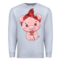 Heather Grey cute pig Premium Sweatshirt - texasbilliewilder