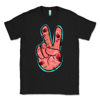 Black Pink Floral Glitter Peace Sign Classic Tee - Jasminsmagicworld