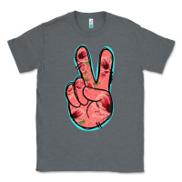 Charcoal Heather Pink Floral Glitter Peace Sign Classic Tee - Jasminsmagicworld