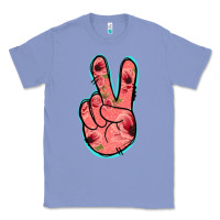Colony Blue Pink Floral Glitter Peace Sign Classic Tee - Jasminsmagicworld