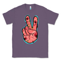 Lavender Pink Floral Glitter Peace Sign Classic Tee - Jasminsmagicworld