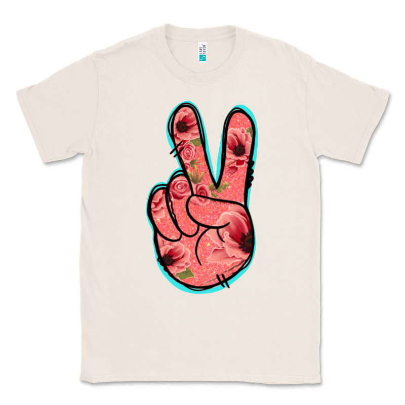 Pink Floral Glitter Peace Sign Classic Tee by Jasminsmagicworld | Teevron