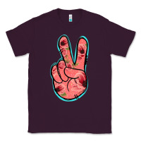 Plum Pink Floral Glitter Peace Sign Classic Tee - Jasminsmagicworld