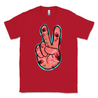 Red Pink Floral Glitter Peace Sign Classic Tee - Jasminsmagicworld