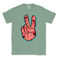 Sage Pink Floral Glitter Peace Sign Classic Tee - Jasminsmagicworld