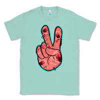 Seafoam Pink Floral Glitter Peace Sign Classic Tee - Jasminsmagicworld