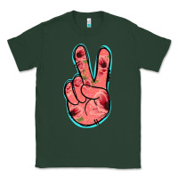 Sports Green Pink Floral Glitter Peace Sign Classic Tee - Jasminsmagicworld